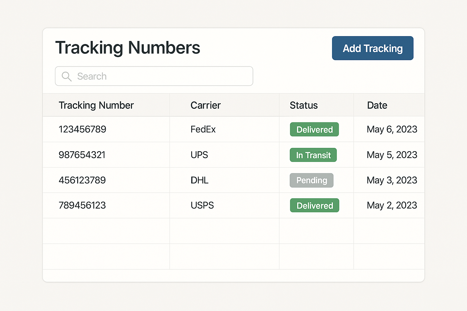 Tracking Numbers